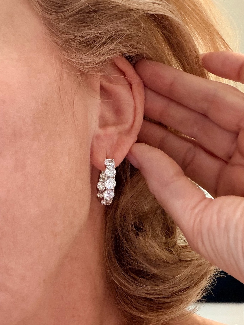 Silver Cubic Zirconia Hoop Earrings - Sparkling White